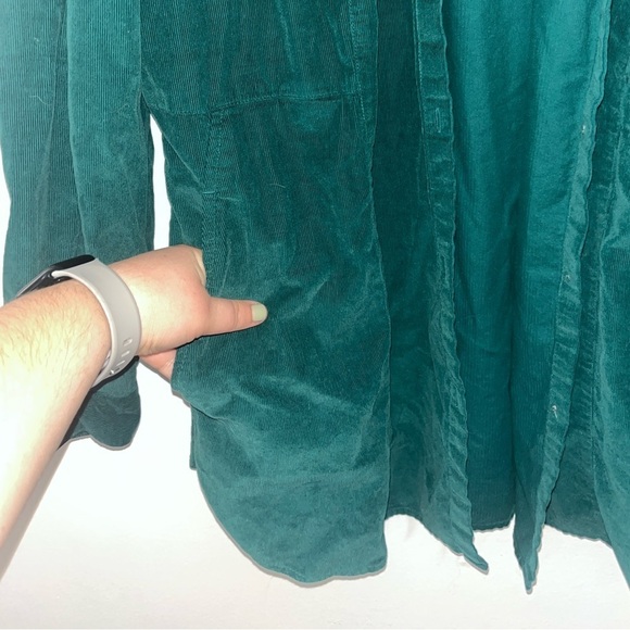 J.Jill Green Corduroy Button Down Cotton Long Sleeve Collared Shirt Size Large T - Picture 2 of 8